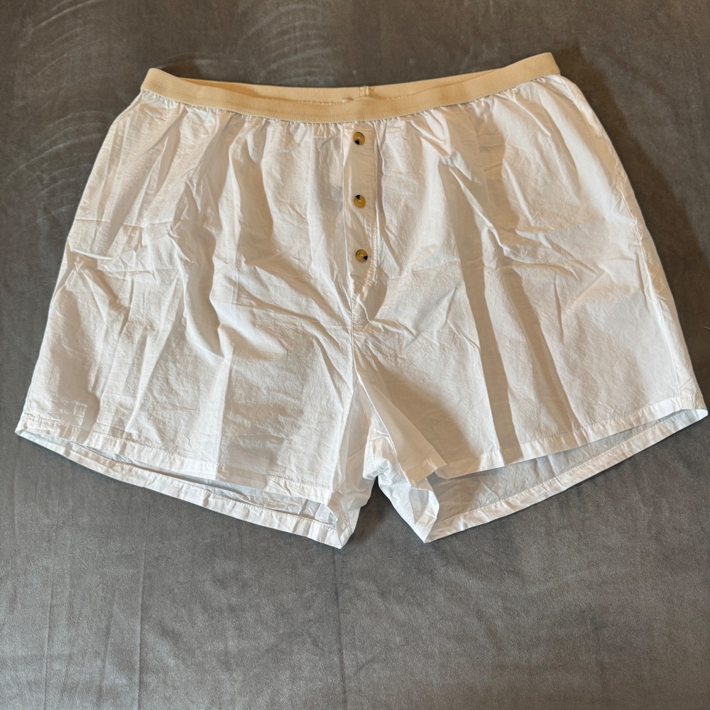 DONNI Women Pop Boxer XXL White Cotton Elastic Waist Button Fly Minimalist